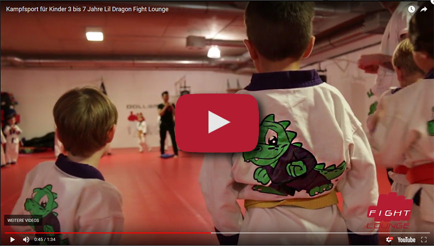 In dem Video ist ein Ausschnitt aus unserem Lil Dragon Training von 3-7 Jahren zu sehen in der Fight Lounge. Beim Lil Dragon Training trainieren wir kindgerecht Inhalte aus dem Kickboxen, Karate, Judo, Krav Maga (Selbstverteidigung) und dem Ringen und Raufen.